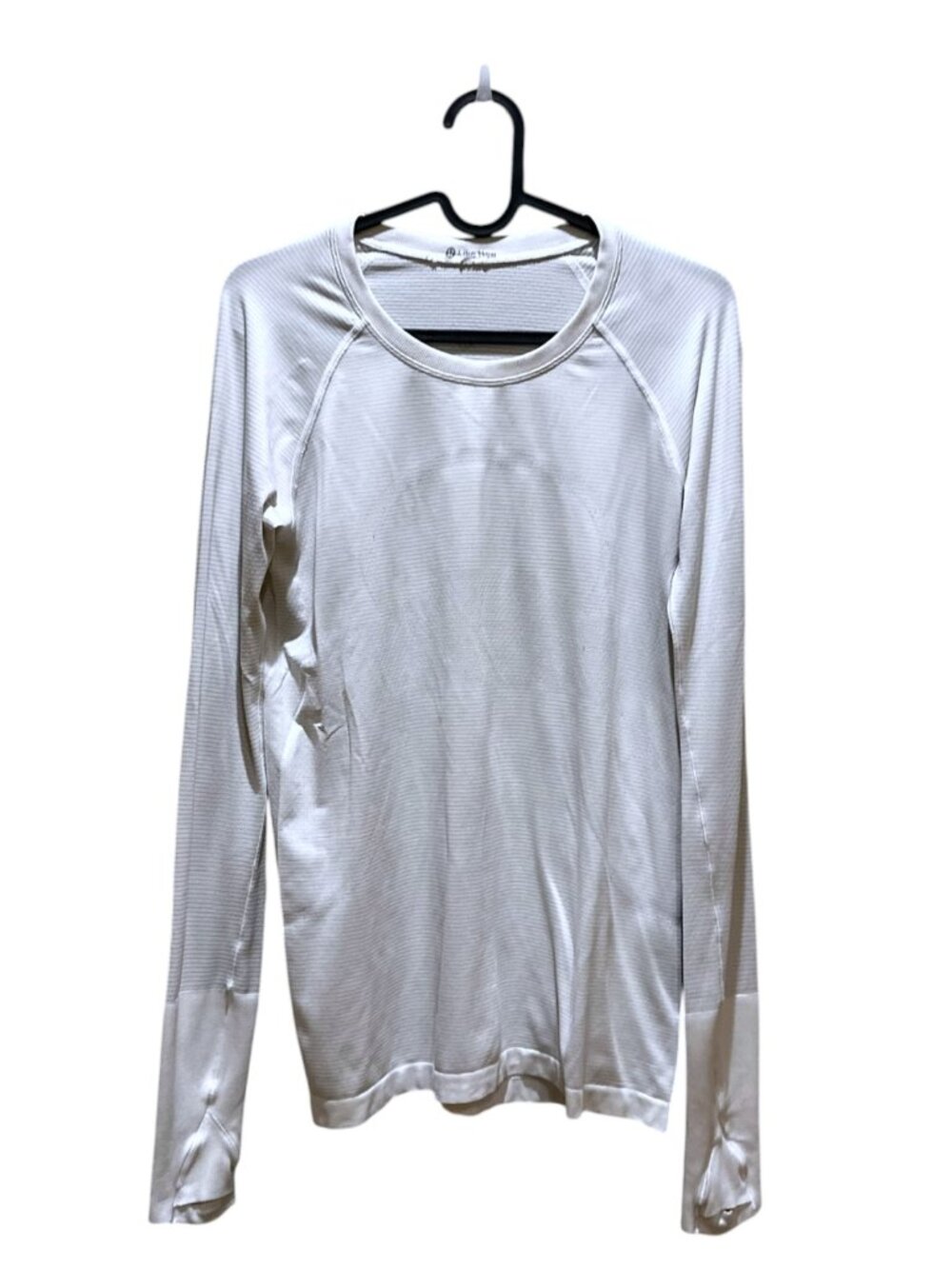 Womens Lululemon White Swiftly Long Sleeve Top Thumb Holes